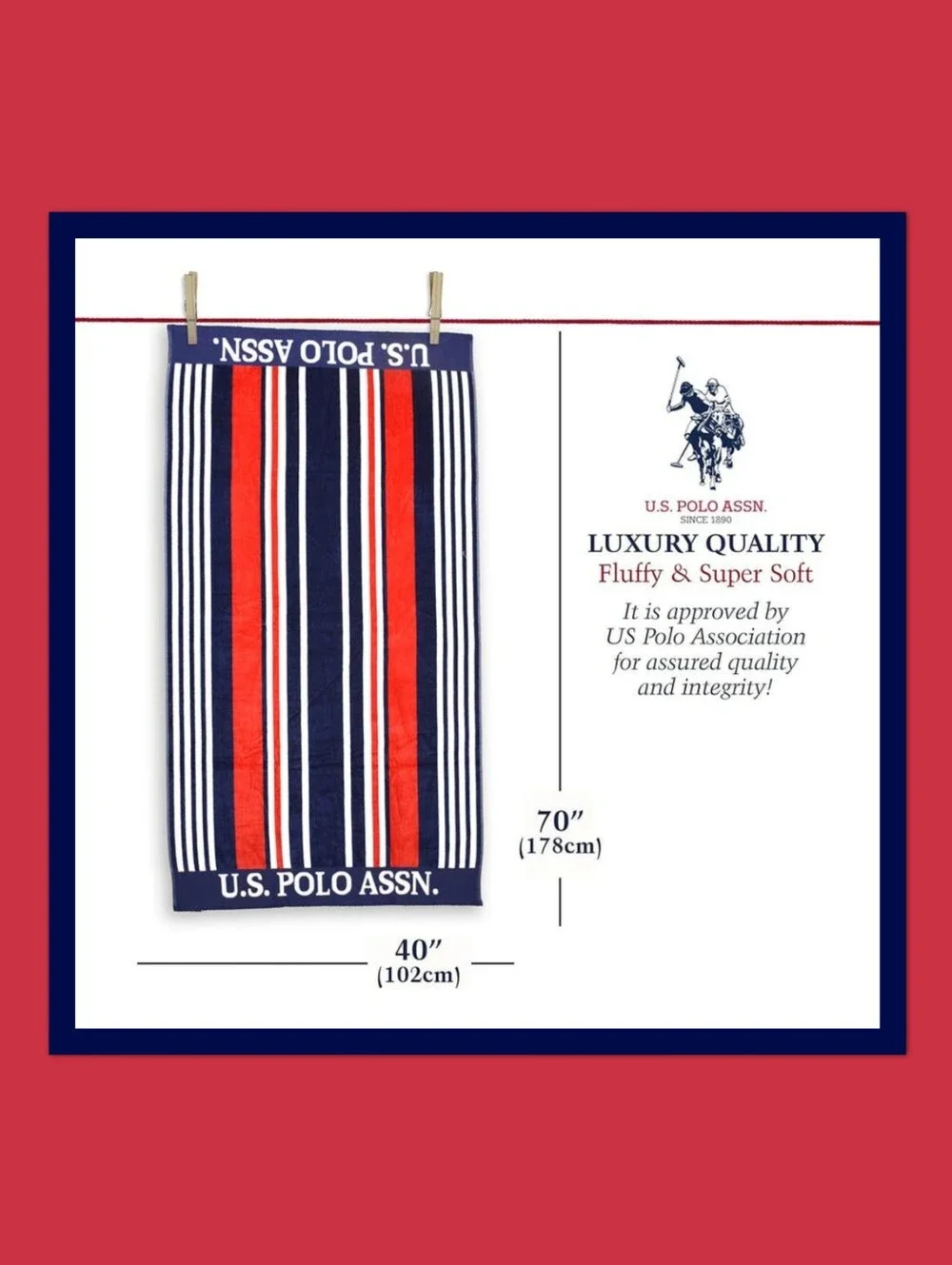 US POLO ASSN PORT STRIPE JACQUARD BEACH TOWEL